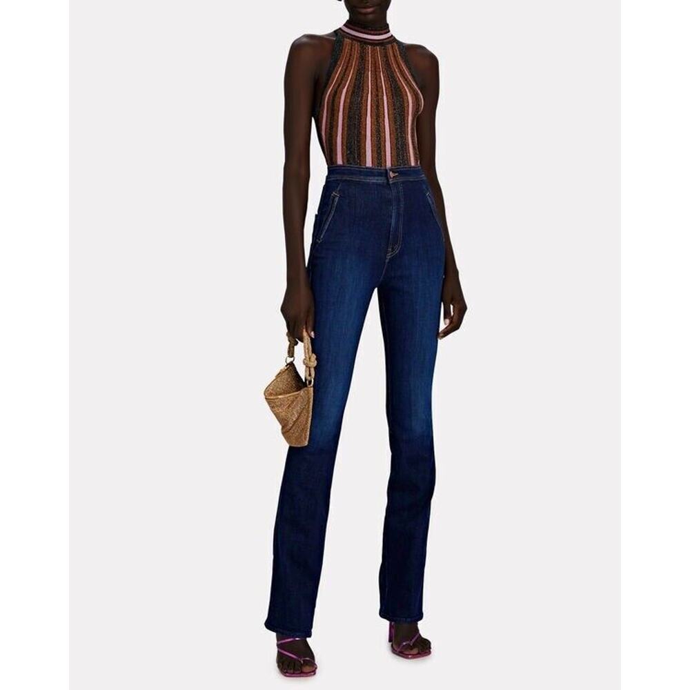 MOTHER Dark Blue High-Rise Flare Jeans